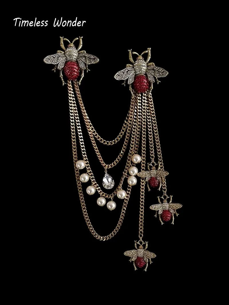 Timeless Wonder Retro Zircon Bees Chained Brooch Pins Women Designer Jewelry Runway Top Trendy Rare Gift Vintage 7523
Timeless Wonder Retro Zircon Bees Chained Brooch Pins Women Designer Jewelry Runway Top Trendy Rare Gift Vintage 7523