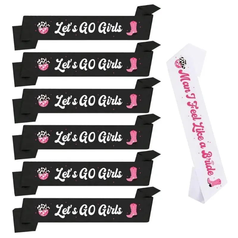 652F 7PCS Fun Girls Bachelorette Party Sashes Wedding Bridal Shoulder Straps Cowgirl Theme Wedding Party Decoration
652F 7PCS Fun Girls Bachelorette Party Sashes Wedding Bridal Shoulder Straps Cowgirl Theme Wedding Party Decoration