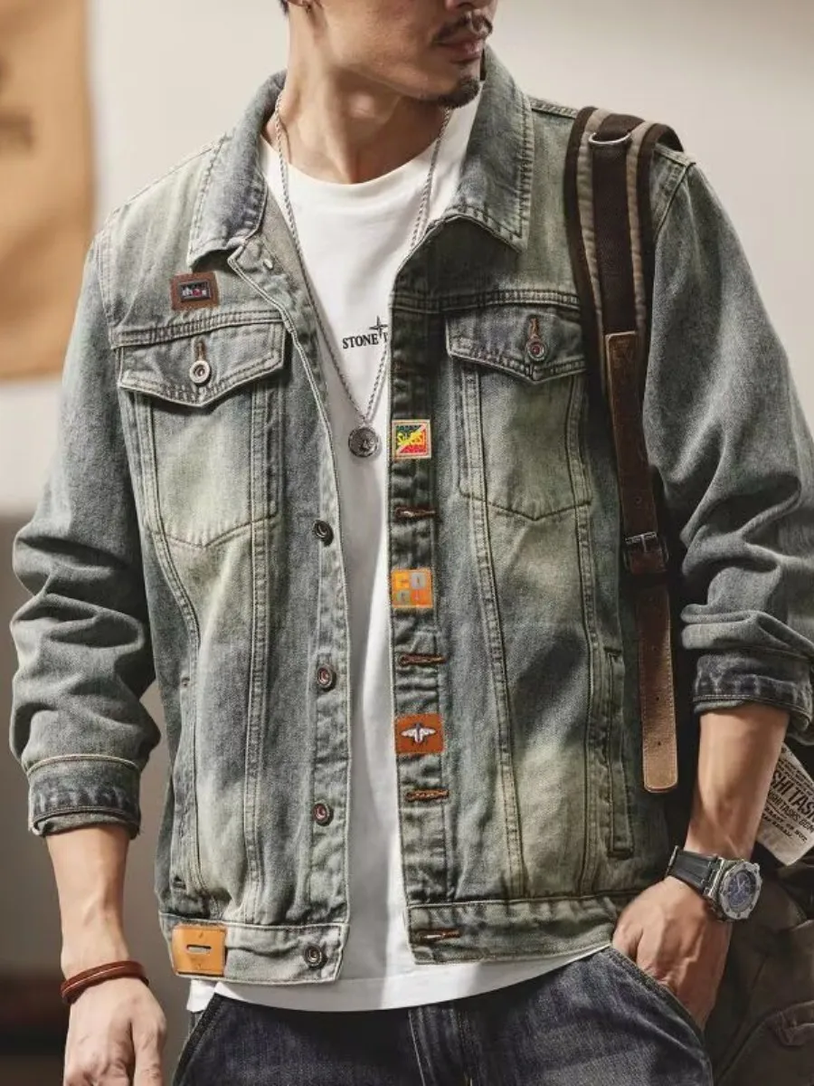 American Style Men's Denim Jacket Vintage Paint Splatter Loose Fit Collared Spring Autumn Stylish Casual Outerwear
American Style Men's Denim Jacket Vintage Paint Splatter Loose Fit Collared Spring Autumn Stylish Casual Outerwear