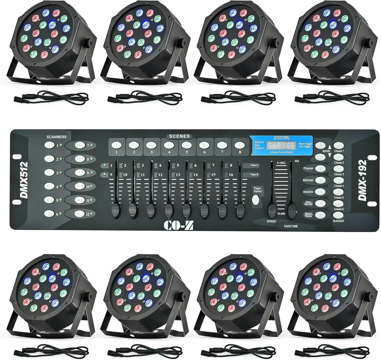 CO-Z LED Stage Lights DMX, 8 pcs 18x3W RGB Par Can Lights Package with DMX Controller Sound Activated Stage Effect Lighting for
CO-Z LED Stage Lights DMX, 8 pcs 18x3W RGB Par Can Lights Package with DMX Controller Sound Activated Stage Effect Lighting for