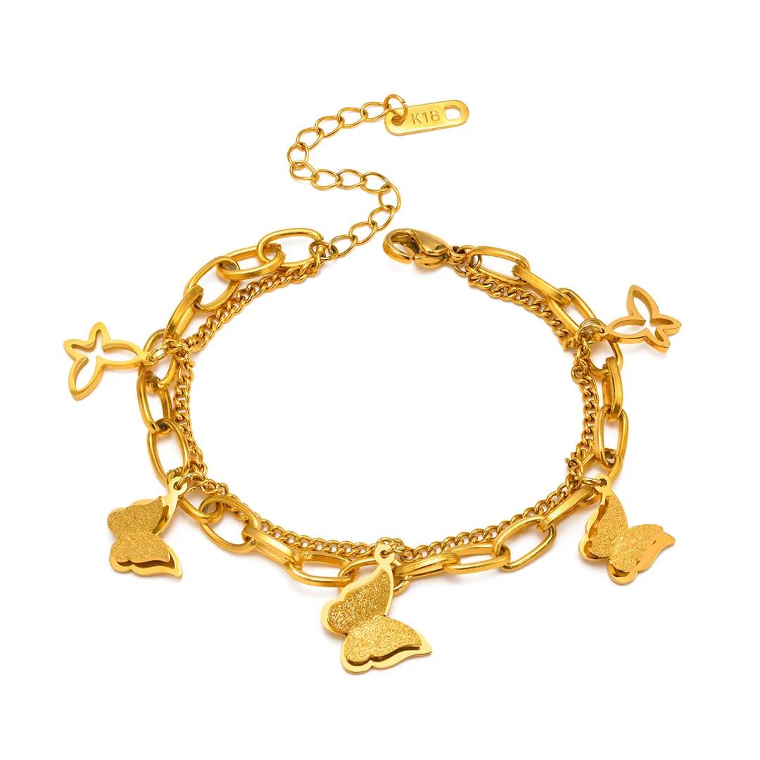 Trendy Fashion Butterfly Charm Bracelet Female Gold Color Stainless Steel Multilayer Chain Link Bracelet for Women Jewelry Gift
Trendy Fashion Butterfly Charm Bracelet Female Gold Color Stainless Steel Multilayer Chain Link Bracelet for Women Jewelry Gift