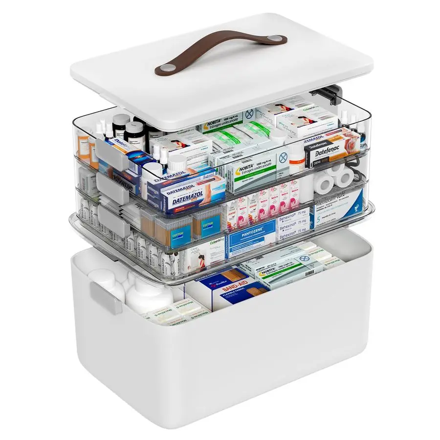4-уровневый ящик для хранения лекарств, портативная корзина с защелкой с крышкой и кожаной ручкой, организация шкафа для домашнего офиса
4-уровневый ящик для хранения лекарств, портативная корзина с защелкой с крышкой и кожаной ручкой, организация шкафа для домашнего офиса