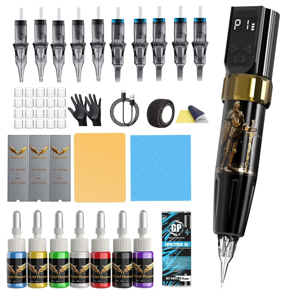 1100mAh Rechargeable Goldplume Wireless Tattoo Machine Kit Aluminum Alloy Tattoo Pen Full Supplies Set With Tattoo Needles Ink Practice Skin For Tattoo Lovers.
1100mAh Rechargeable Goldplume Wireless Tattoo Machine Kit Aluminum Alloy Tattoo Pen Full Supplies Set With Tattoo Needles Ink Practice Skin For Tattoo Lovers.
