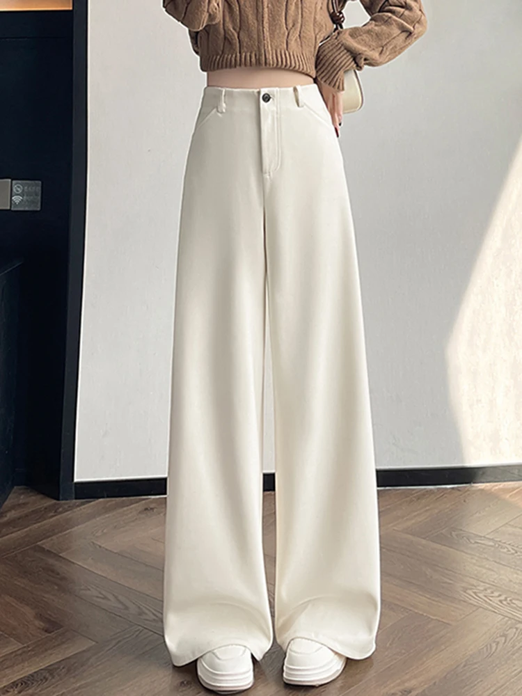 High Waist Fce Lined Wide Leg Casual Pants Women's Asymmetrical Pure Color Straight Cut Floor Length Trousers
High Waist Fce Lined Wide Leg Casual Pants Women's Asymmetrical Pure Color Straight Cut Floor Length Trousers