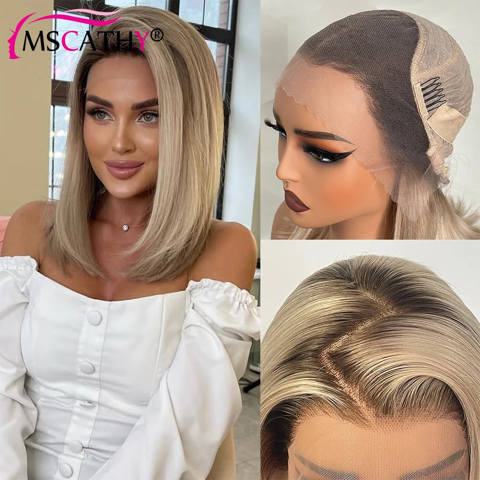 13x4 Ash Blonde Ombre Colored Remy Brazilian Human Hair Wigs With Dark Roots HD Transaprent Lace Frontal Bob Wigs Preplucked
13x4 Ash Blonde Ombre Colored Remy Brazilian Human Hair Wigs With Dark Roots HD Transaprent Lace Frontal Bob Wigs Preplucked
