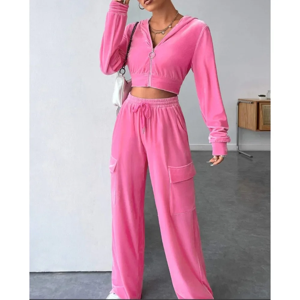Casual Sporty Sets for Women 2 Pieces Sexy Crop Top Zipper Hooded Jacket Tracksuit Autumn Fashion High Waist Straight Pant Sets
Casual Sporty Sets for Women 2 Pieces Sexy Crop Top Zipper Hooded Jacket Tracksuit Autumn Fashion High Waist Straight Pant Sets
