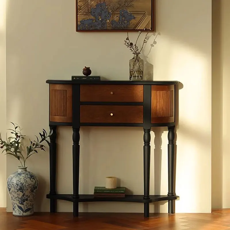 French entrance table New Chinese solid wood entrance cabinet Living room retro semicircular decorative cabinet Entry
French entrance table New Chinese solid wood entrance cabinet Living room retro semicircular decorative cabinet Entry