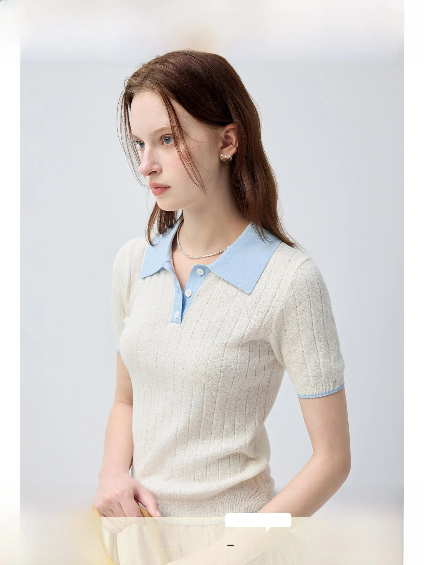 Slimming Effect Knitted Short Sleeve Turn-down Collar T-shirt for plus Size Women Comfortable Breathable Korean Style Summer Top
Slimming Effect Knitted Short Sleeve Turn-down Collar T-shirt for plus Size Women Comfortable Breathable Korean Style Summer Top
