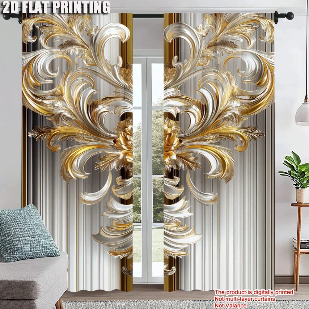 2Pcs Elegant European White Golden Striped Curtains Vintage Pattern Drapes For Living Room Bedroom Office Decor
2Pcs Elegant European White Golden Striped Curtains Vintage Pattern Drapes For Living Room Bedroom Office Decor