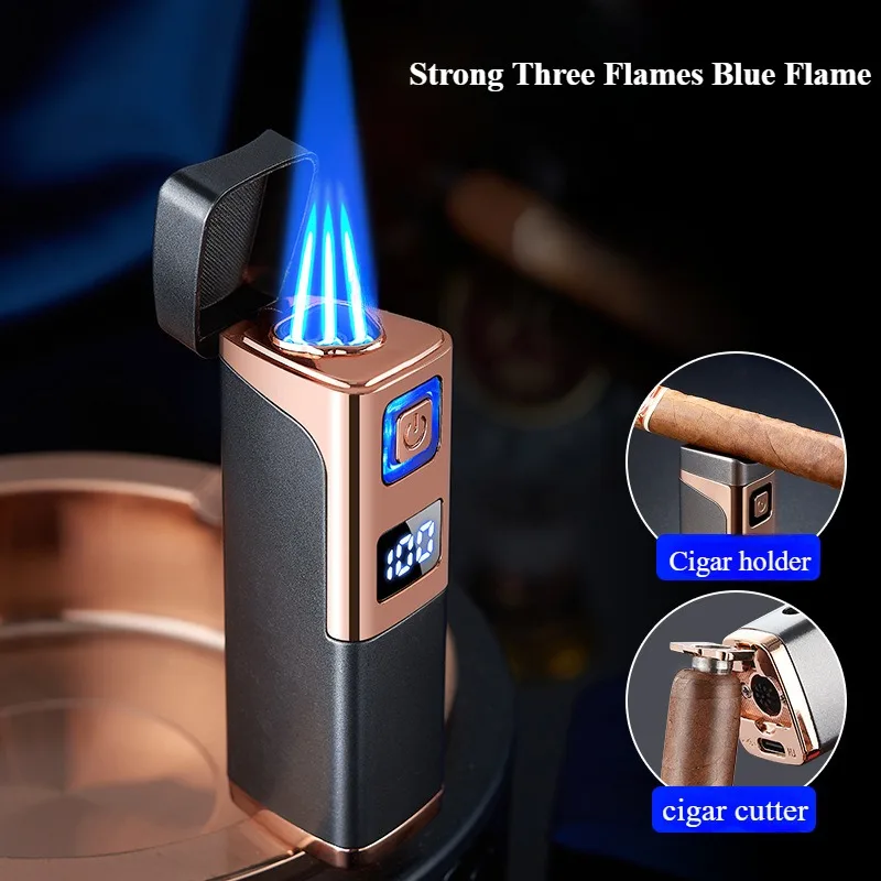 Прямая бутановая зажигалка с тремя пламенями, газовая зажигалка Hiigh Flame, аксессуары для курения с резаком для сигар, зажигалки для сигар, подарки
Прямая бутановая зажигалка с тремя пламенями, газовая зажигалка Hiigh Flame, аксессуары для курения с резаком для сигар, зажигалки для сигар, подарки