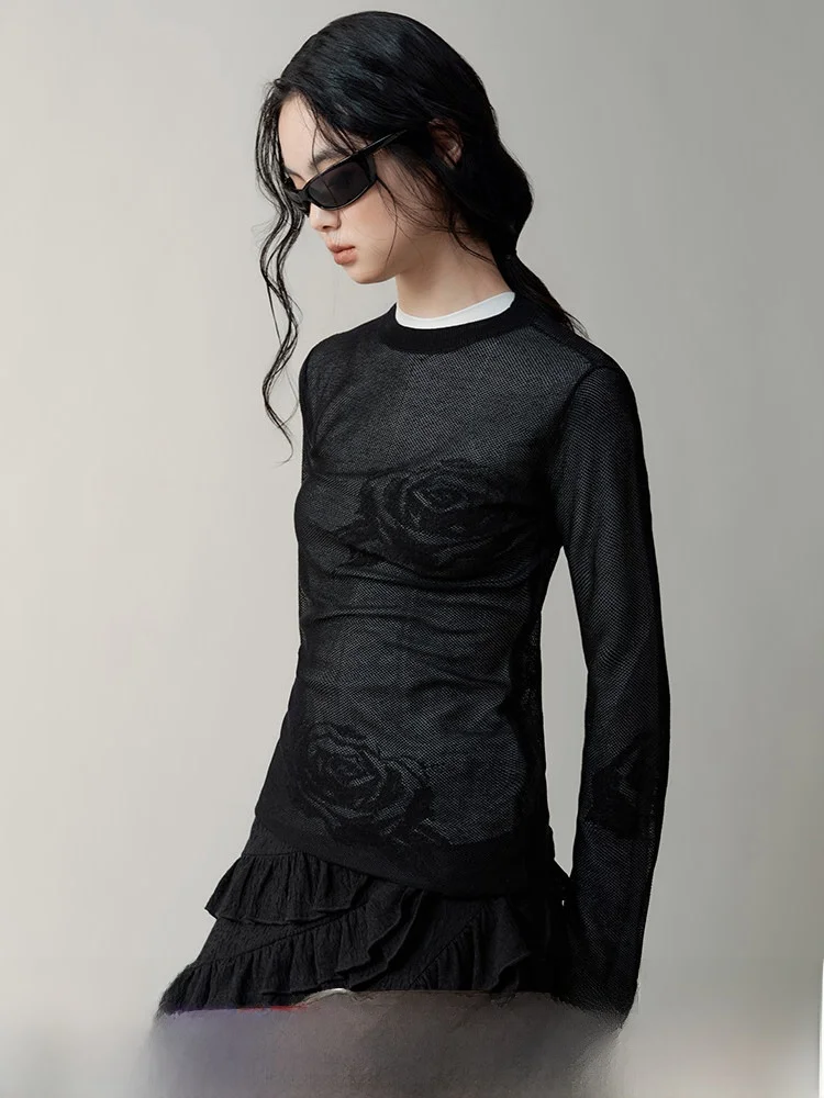 Genetic Mystery adow Sensual Rose Knitted Slim Fit Long Sve round Ne Transparent Feeling Base irt Versatile T-irt
Genetic Mystery adow Sensual Rose Knitted Slim Fit Long Sve round Ne Transparent Feeling Base irt Versatile T-irt