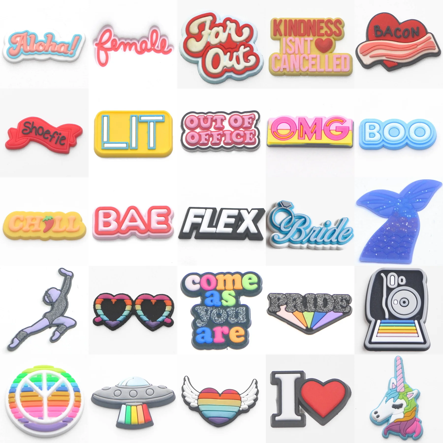Hot Sale Men Women PVC Shoe Charms Colorful Shoe Decorations Kids Boys Girls Bracelet Accessories for Birthday Gifts SP001
Hot Sale Men Women PVC Shoe Charms Colorful Shoe Decorations Kids Boys Girls Bracelet Accessories for Birthday Gifts SP001