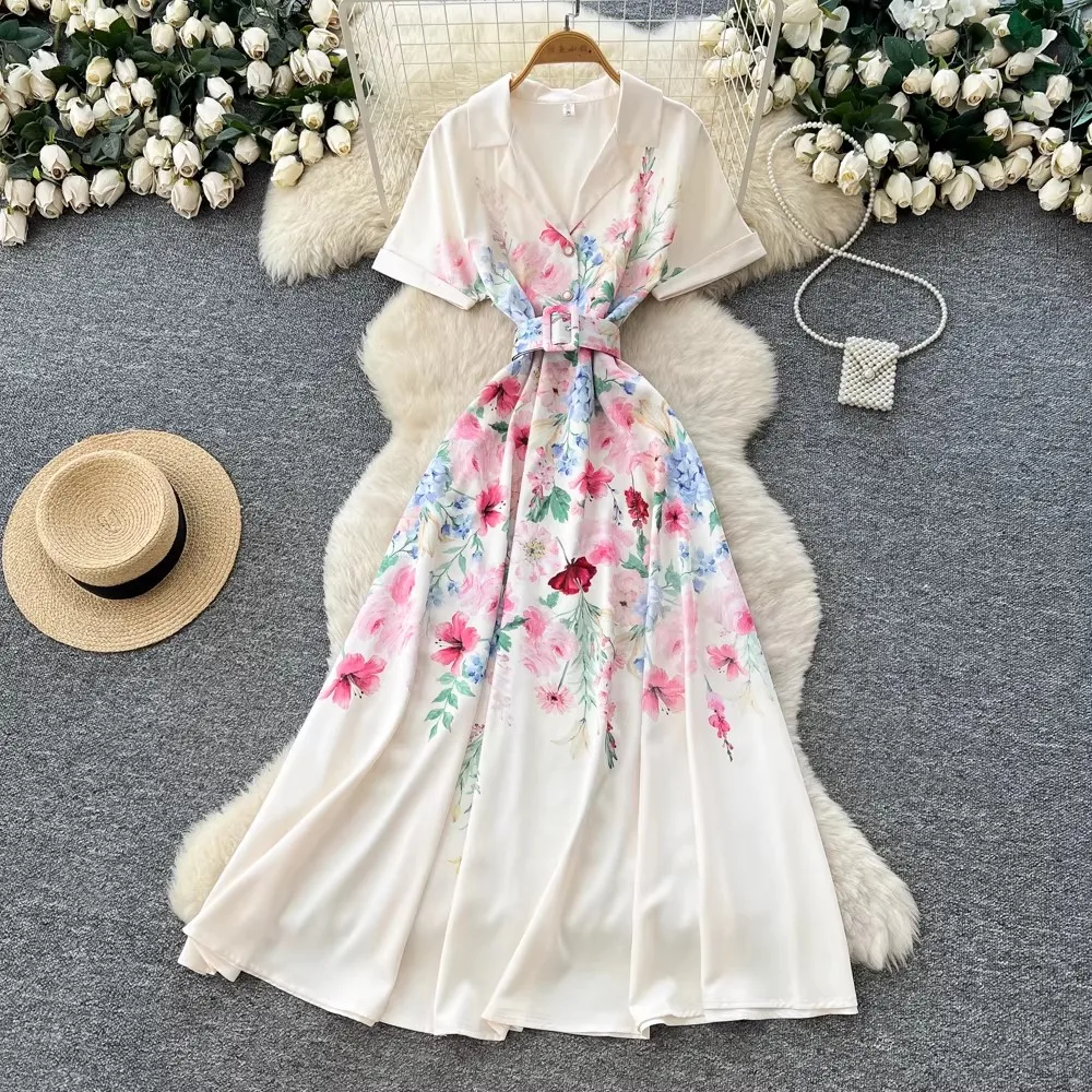 2026 Summer Gorgeous Flower Bohemian Long Dress Women Short Sleeve Floral Print Single Breasted Belt Holiday Robes Vestidos
2026 Summer Gorgeous Flower Bohemian Long Dress Women Short Sleeve Floral Print Single Breasted Belt Holiday Robes Vestidos