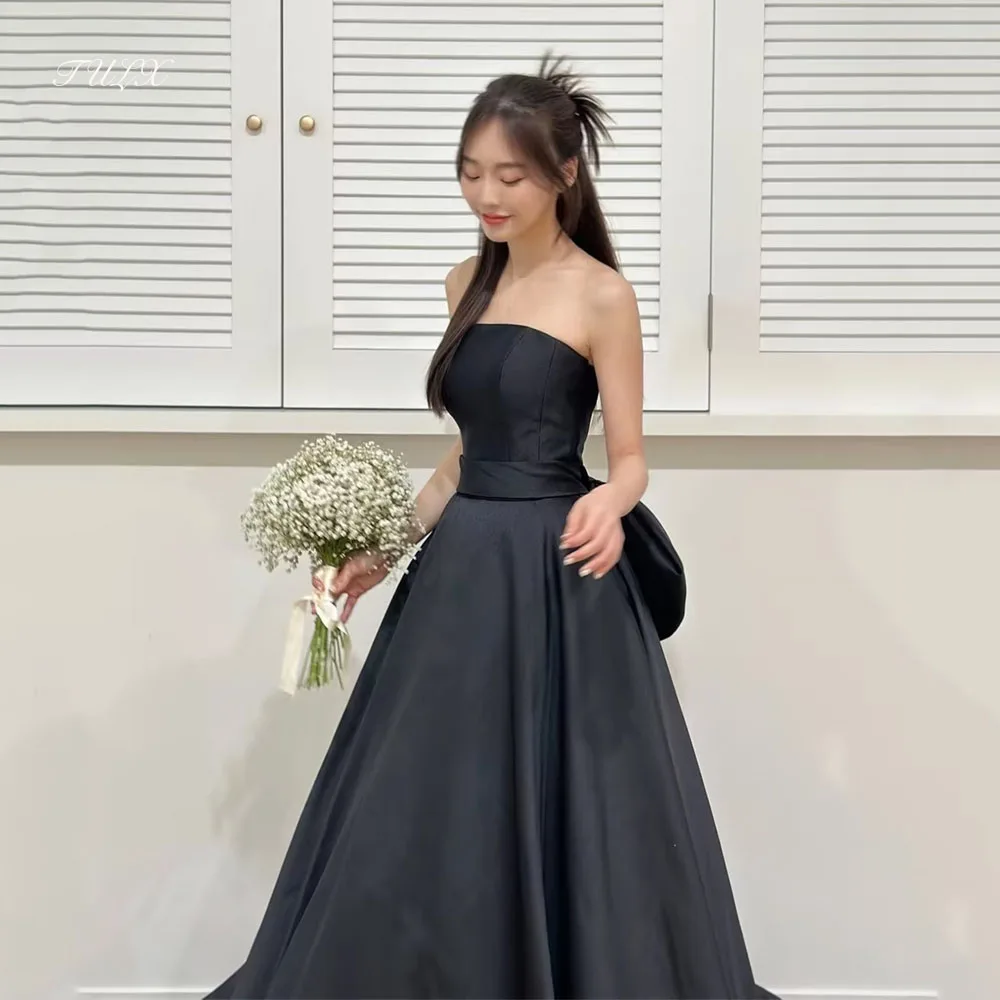 TULX Elegant Black Satin A line Long Evening Dresses Korea Wedding Photo Shoot Strapless Bow Back Party Dress Corset Customized
TULX Elegant Black Satin A line Long Evening Dresses Korea Wedding Photo Shoot Strapless Bow Back Party Dress Corset Customized