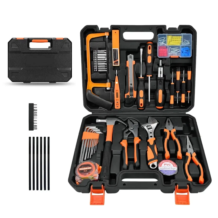 Household Hand Tool Set, 148 Piece Basic Hand Tool Kit with Durable Toolbox for Men Women, Complete Tool Set for Home Repairing
Household Hand Tool Set, 148 Piece Basic Hand Tool Kit with Durable Toolbox for Men Women, Complete Tool Set for Home Repairing