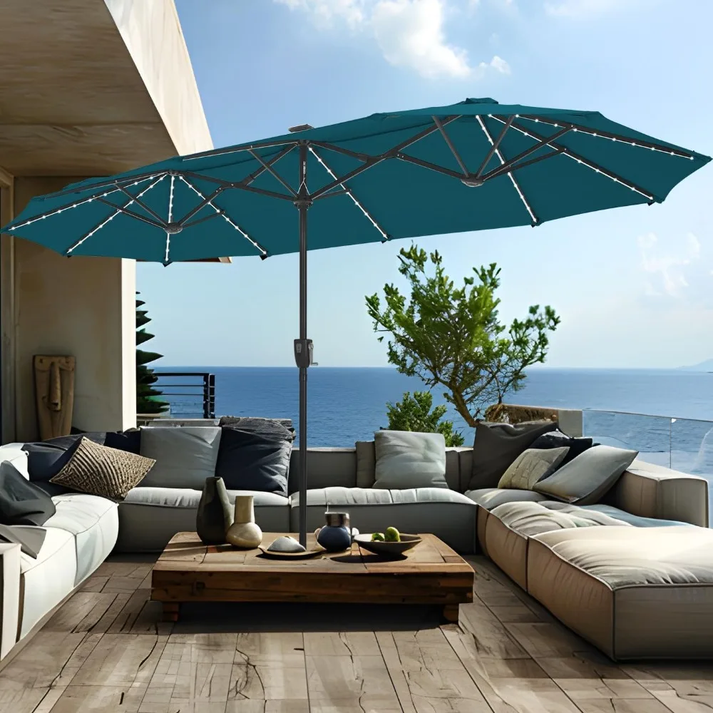 13ft Large Patio Umbrella with Solar Lights, Double-Sided Outdoor Market Rectangle Umbrella with 120 PCS LED Lights
13ft Large Patio Umbrella with Solar Lights, Double-Sided Outdoor Market Rectangle Umbrella with 120 PCS LED Lights