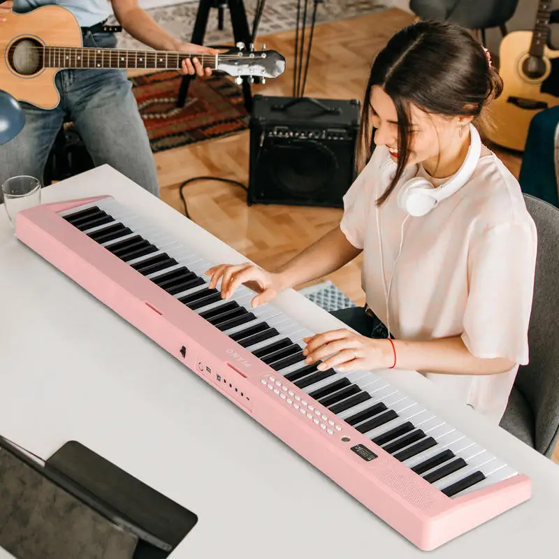 88 Key Foldable Electric Keyboard Piano with Wireless MIDI and Dual Speakers-Pink
88 Key Foldable Electric Keyboard Piano with Wireless MIDI and Dual Speakers-Pink