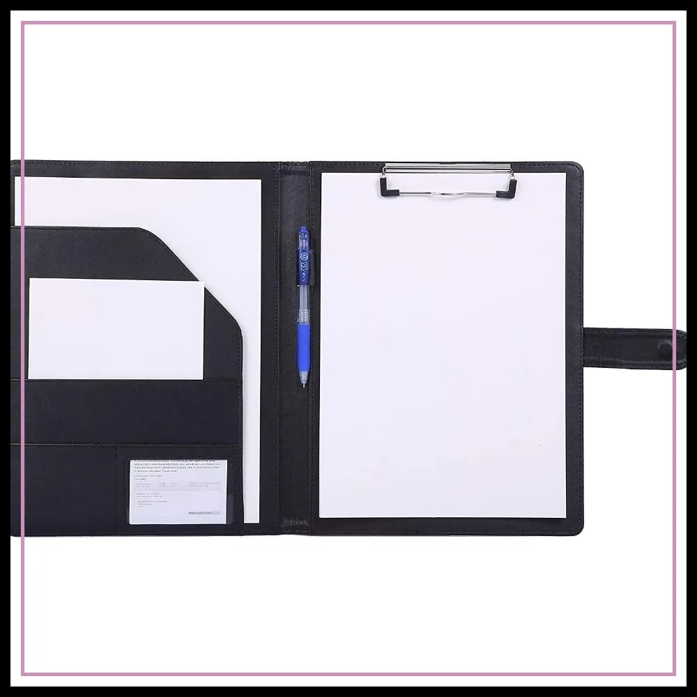 Faux Leather Padfolio Clipboard Folder Portfolio, A4 Letter Size Writing Pad with Storage for Business School Office Conference
Faux Leather Padfolio Clipboard Folder Portfolio, A4 Letter Size Writing Pad with Storage for Business School Office Conference