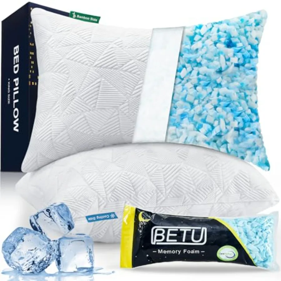 Cooling Pillows Set of 2, Shredded Memory Foam Standard Pillows Set of 2 for Hot Sleepers, Adjustable Firm Soft Support Pillow
Cooling Pillows Set of 2, Shredded Memory Foam Standard Pillows Set of 2 for Hot Sleepers, Adjustable Firm Soft Support Pillow