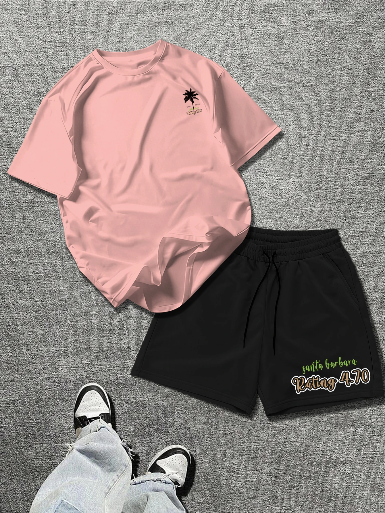Men's Y2K Vacation Streetwear 2 Piece Outfit Polyester Palm Tree Print T‑Shirt & Sweat Shorts Set Black Apricot Pink White S‑XXL
Men's Y2K Vacation Streetwear 2 Piece Outfit Polyester Palm Tree Print T‑Shirt & Sweat Shorts Set Black Apricot Pink White S‑XXL
