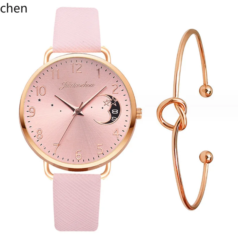 ZK trend cross-border hot product star and moon pattern women's watch simple belt student bracelet set watch
ZK trend cross-border hot product star and moon pattern women's watch simple belt student bracelet set watch