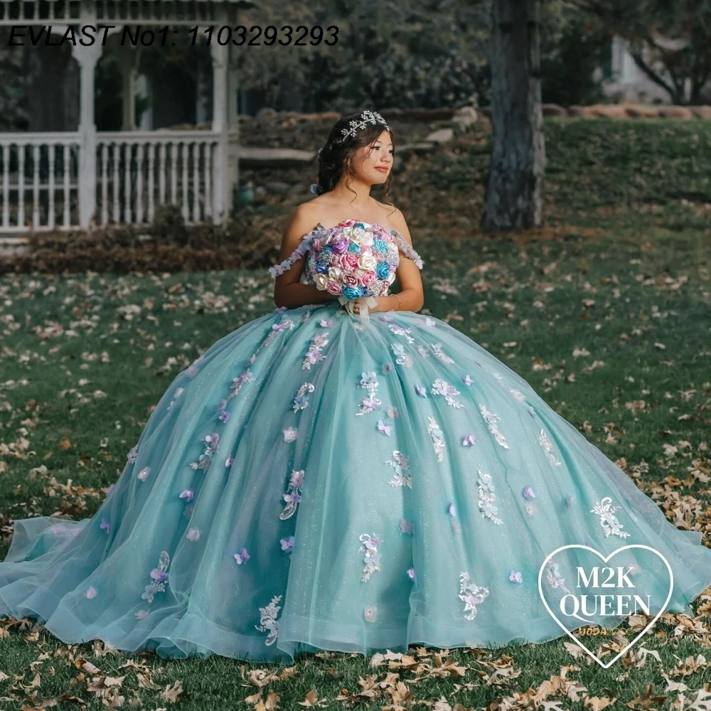 EVLAST Customized Aqua 3D Floral Quinceanera Dress Ball Gown Applique Beading Mexican Corset Sweet 16 Vestido De 15 Anos E1Q541
EVLAST Customized Aqua 3D Floral Quinceanera Dress Ball Gown Applique Beading Mexican Corset Sweet 16 Vestido De 15 Anos E1Q541