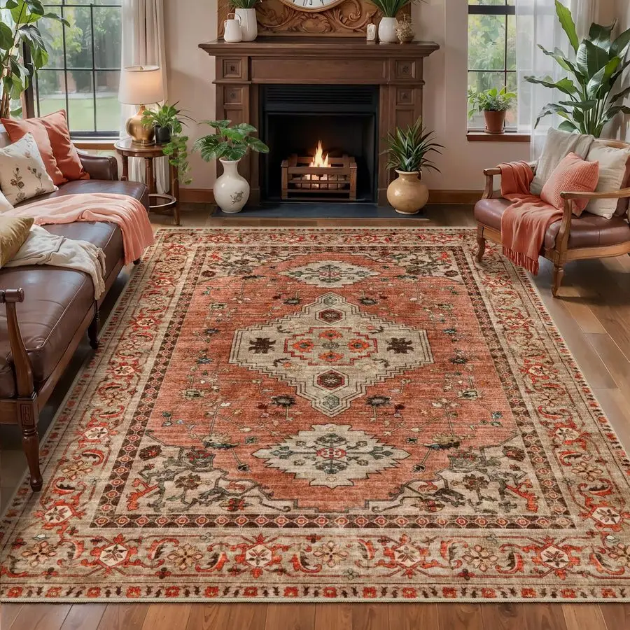 Ковер 4x6 футов, моющийся, винтажный, для помещений, восточный, противоскользящий, состаренный, терракотовый, машинная стирка, мягкий, с низким ворсом
Ковер 4x6 футов, моющийся, винтажный, для помещений, восточный, противоскользящий, состаренный, терракотовый, машинная стирка, мягкий, с низким ворсом