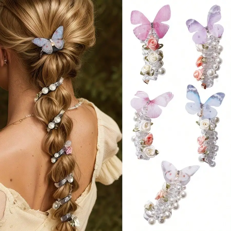 4 Super Cute Butterfly Telephone Cord Hair Ties, High Elasticity, Perfect For Ponytails, Braids, And Bubble Braids.
4 Super Cute Butterfly Telephone Cord Hair Ties, High Elasticity, Perfect For Ponytails, Braids, And Bubble Braids.