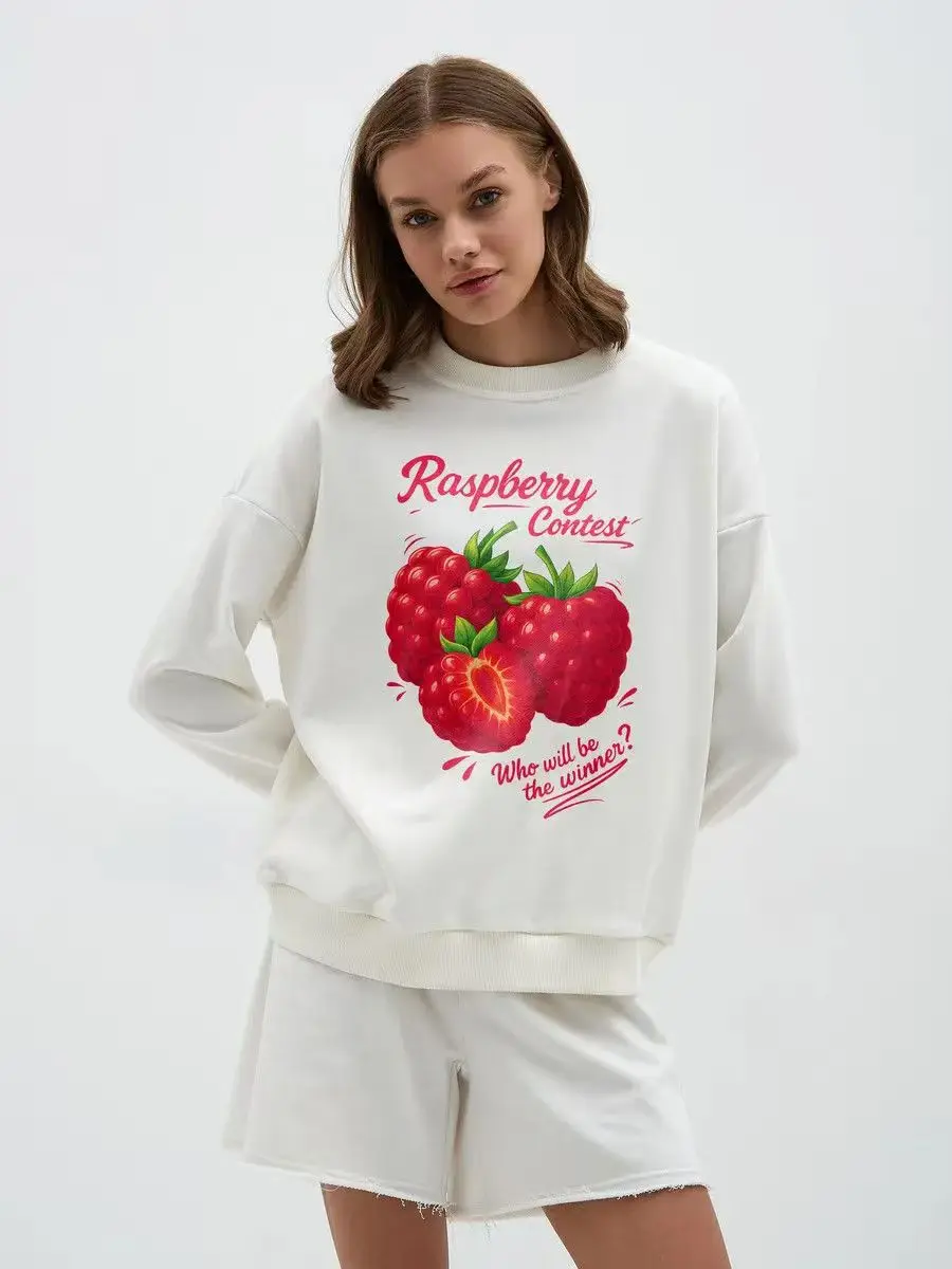 Fruit Guava Print Loose White O Neck Sweatshirt Women Streetwear Long Sleeve 2025 Autumn Hoodies Women Casual Tops
Fruit Guava Print Loose White O Neck Sweatshirt Women Streetwear Long Sleeve 2025 Autumn Hoodies Women Casual Tops