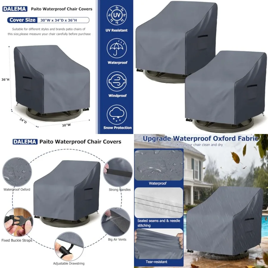 Outdoor Swivel Chair Cover 2 Pack, 600D Heavy Duty 100 Waterproof Outdoor Chair Covers, Patio Furniture Covers for Swivel Patio
Outdoor Swivel Chair Cover 2 Pack, 600D Heavy Duty 100 Waterproof Outdoor Chair Covers, Patio Furniture Covers for Swivel Patio