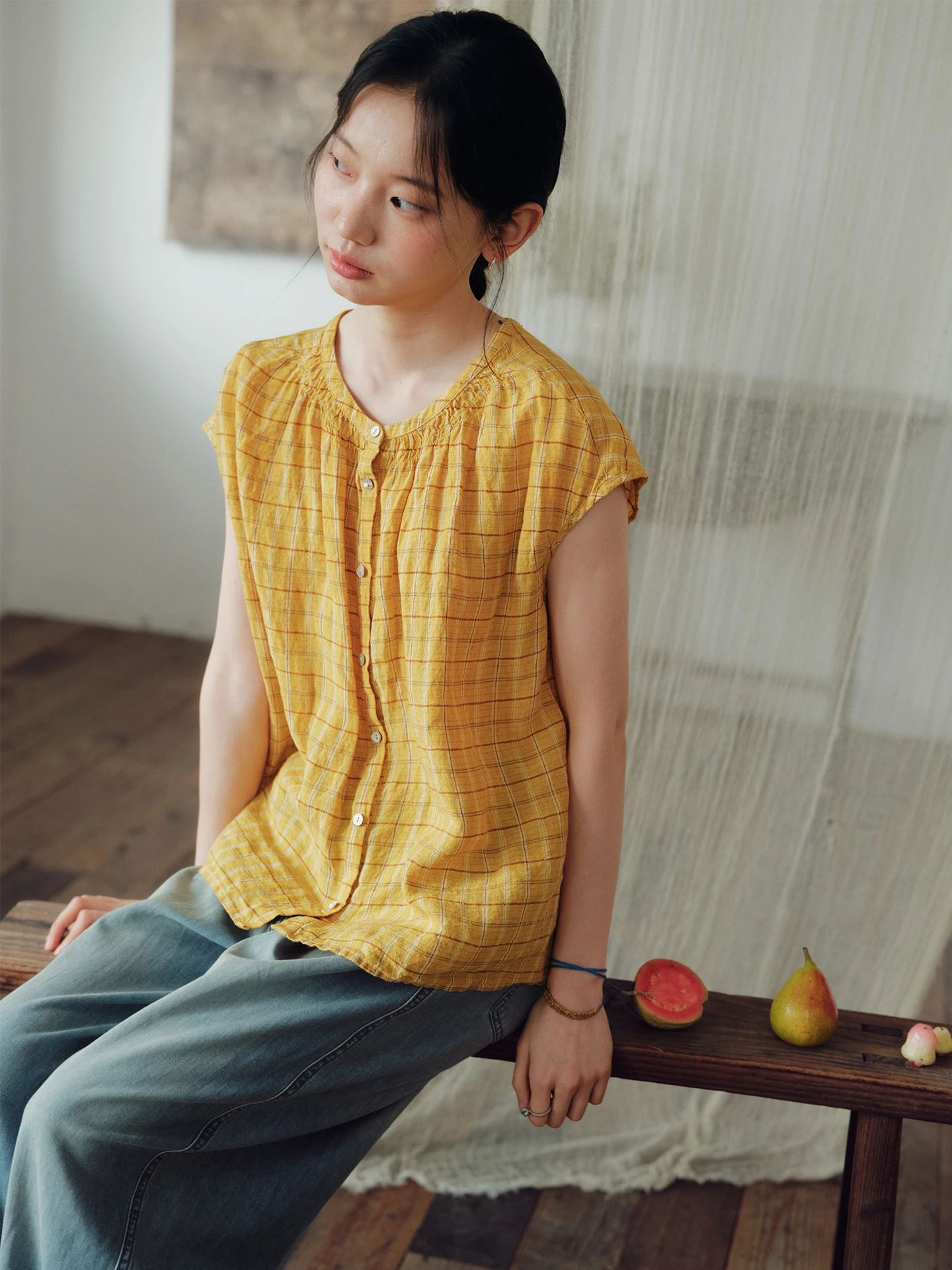 Women's Casual Loose Fit Linen Shirt Sleeveless Color Woven Pattern Top Summer Fashion by Shuo Yu Shan Ting Wild Orange
Women's Casual Loose Fit Linen Shirt Sleeveless Color Woven Pattern Top Summer Fashion by Shuo Yu Shan Ting Wild Orange