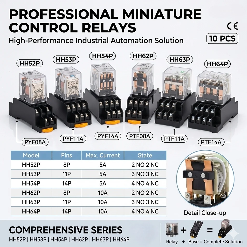 10PCS Wholesale Miniature Control Intermediate Relay AC12V DC24V AC220V HH52P HH53P HH54P HH62P HH63P HH64P
10PCS Wholesale Miniature Control Intermediate Relay AC12V DC24V AC220V HH52P HH53P HH54P HH62P HH63P HH64P