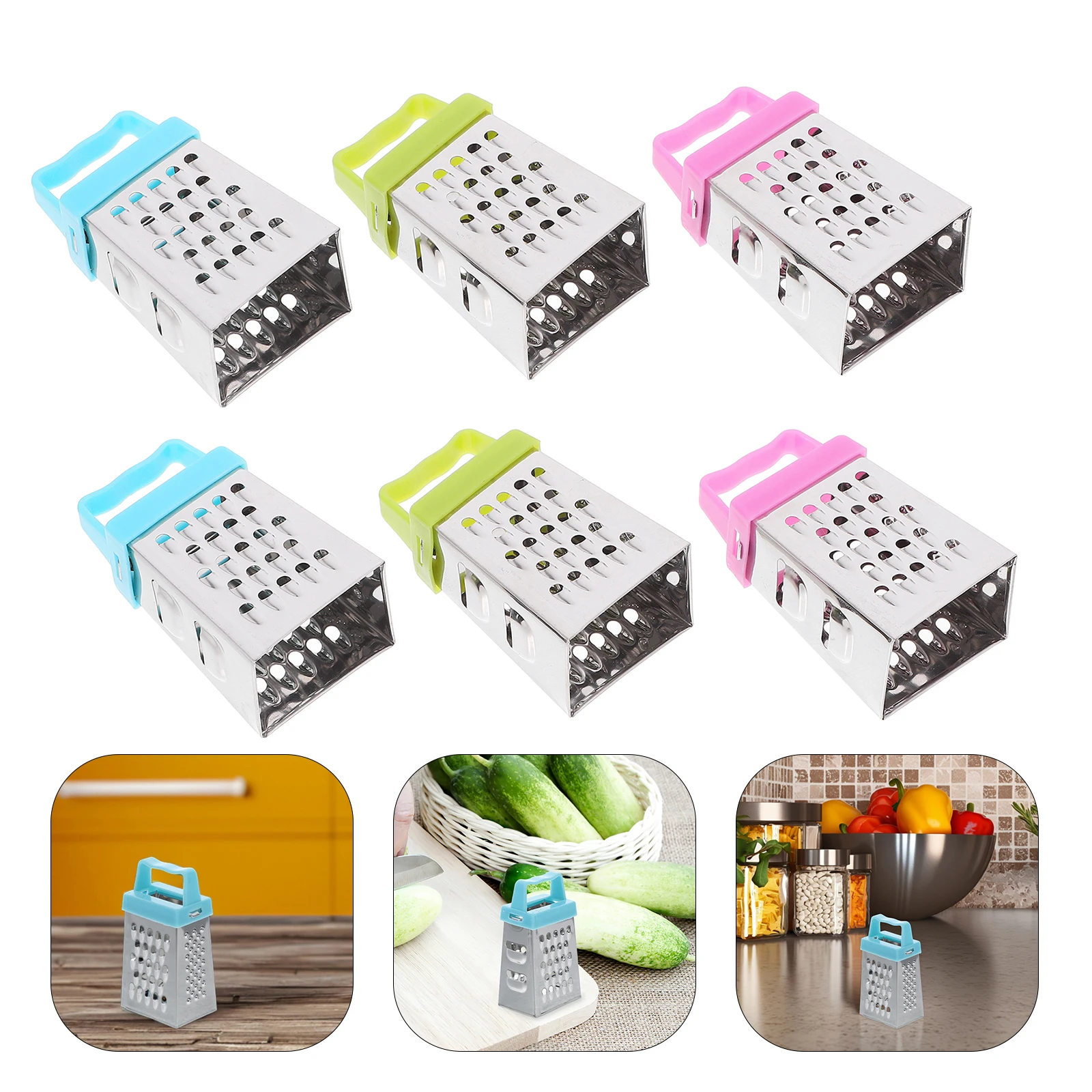 6pcs Mini Grater Stainless Steel Blue Green Pink 2 Vegetable Grater Each Non Slip Vegetable Slicer Kitchen Tool
6pcs Mini Grater Stainless Steel Blue Green Pink 2 Vegetable Grater Each Non Slip Vegetable Slicer Kitchen Tool