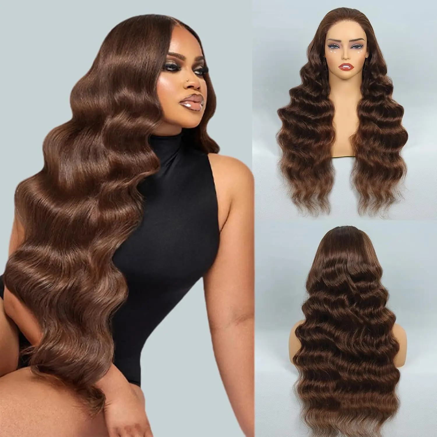 5X5 Wig Human Hair Pre Plucked Chocolate Brown Lace Front Wig 40 Inch Body Wave Reglular HD Lace Front Wigs 4# Brown Colored Wig
5X5 Wig Human Hair Pre Plucked Chocolate Brown Lace Front Wig 40 Inch Body Wave Reglular HD Lace Front Wigs 4# Brown Colored Wig