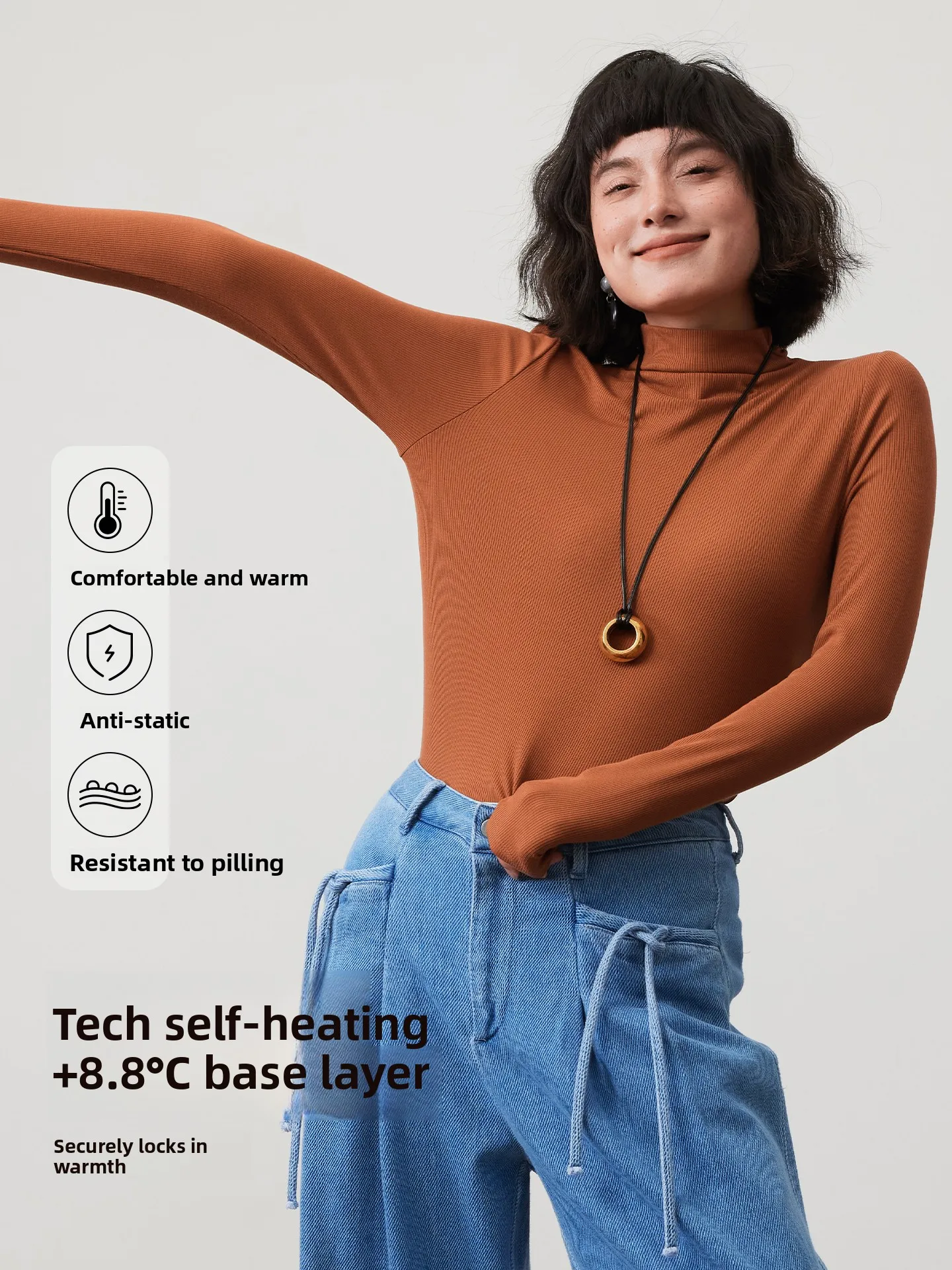 Lagur88℃ Anti-Static Heating Silk Base Shirt Women's Knitted Sweater Inner Wear High-End Feeling Commute Style Long Sleeve
Lagur88℃ Anti-Static Heating Silk Base Shirt Women's Knitted Sweater Inner Wear High-End Feeling Commute Style Long Sleeve