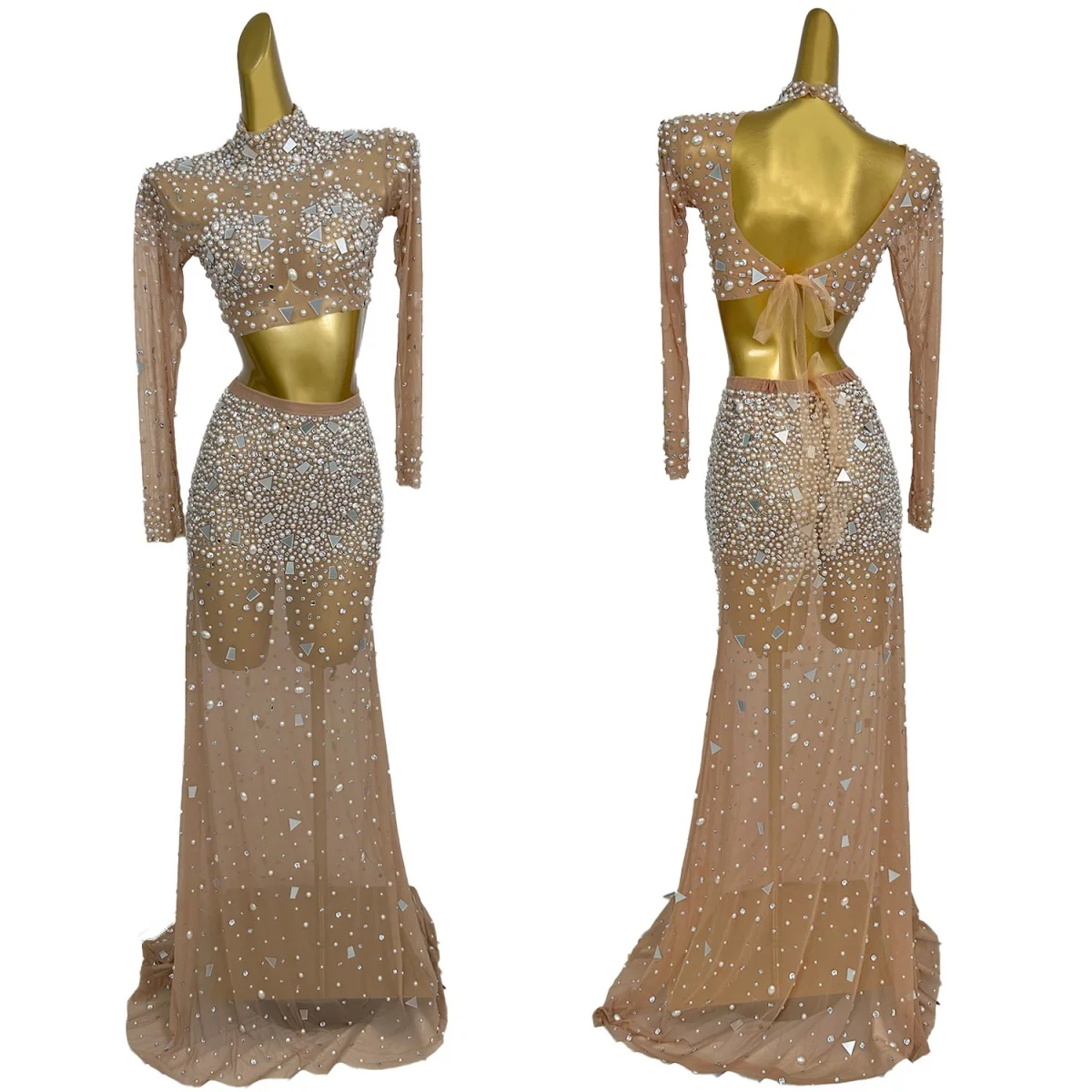 High-end Elegant See Through Mesh Crop Tops Long Skirt 2Pieces Set Birthday Celebrate Party Luxury Pearls Sequins Gown Didifenti
High-end Elegant See Through Mesh Crop Tops Long Skirt 2Pieces Set Birthday Celebrate Party Luxury Pearls Sequins Gown Didifenti