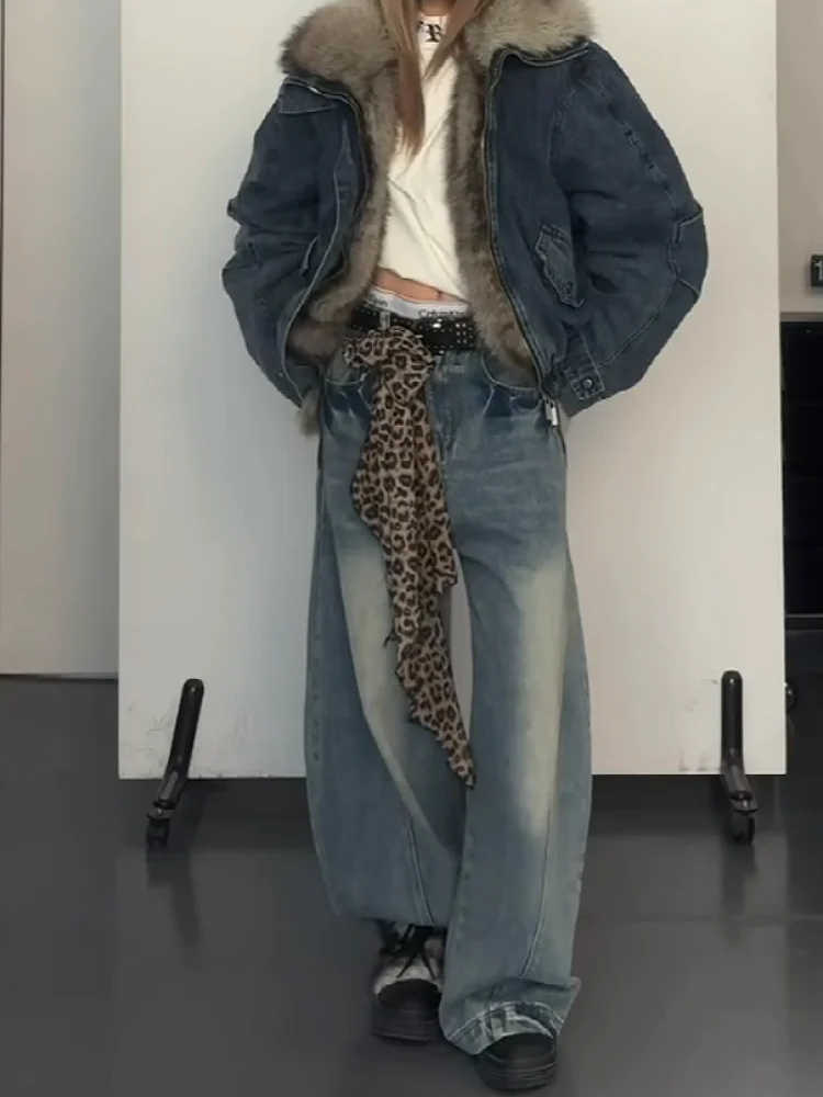 Retro American Washed Knife Wide Leg Jeans Women Loose BF Lazy Style High Waist Soft Denim Winter Non Deformable
Retro American Washed Knife Wide Leg Jeans Women Loose BF Lazy Style High Waist Soft Denim Winter Non Deformable