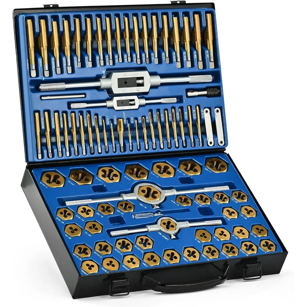 86pc Tap and Die Set, SAE & Metric Tap Set and Die Tool Set for Internal and External Threading, Coarse
86pc Tap and Die Set, SAE & Metric Tap Set and Die Tool Set for Internal and External Threading, Coarse