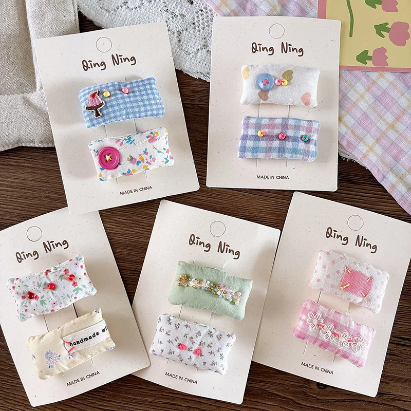 2pcs Sweet Fabric Square Hair Clips for Girls Cute Bangs BB Clip Children's Hairpins Barrettes Headwear Kids Hair Accessories
2pcs Sweet Fabric Square Hair Clips for Girls Cute Bangs BB Clip Children's Hairpins Barrettes Headwear Kids Hair Accessories