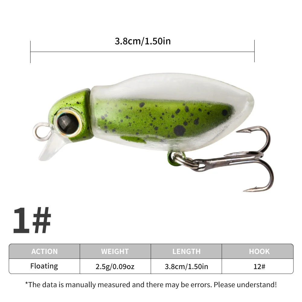 Floating Minnow Lure 2.5g 38mm Hard Body Crankbait Trout Fishing Lures Micro Bait for Creek River Smallmouth Bass Topwater
Floating Minnow Lure 2.5g 38mm Hard Body Crankbait Trout Fishing Lures Micro Bait for Creek River Smallmouth Bass Topwater