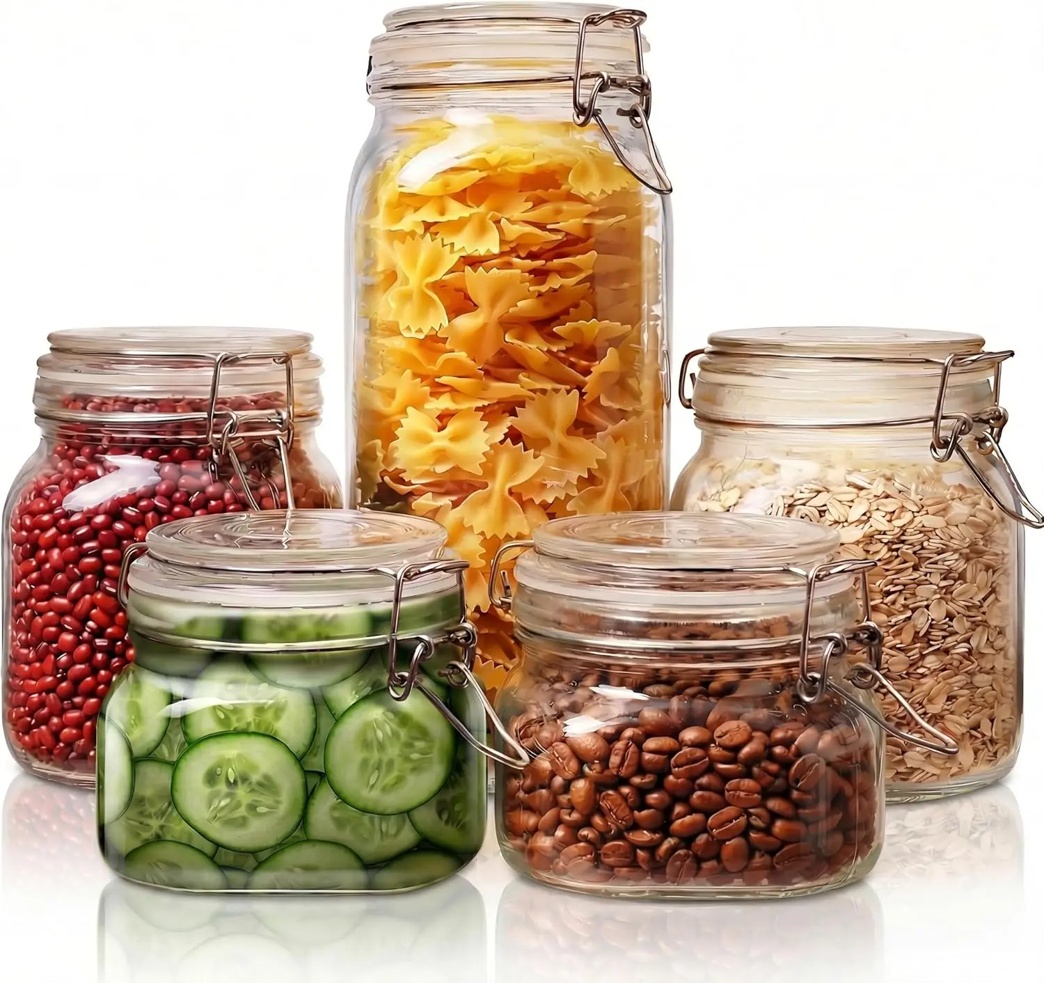 Multi Size - 5 Pack Square Glass Jars with Airtight Lid, Wide Mouth Jars with Clamp Lids, Air Tight Glass Canisters, Best
Multi Size - 5 Pack Square Glass Jars with Airtight Lid, Wide Mouth Jars with Clamp Lids, Air Tight Glass Canisters, Best