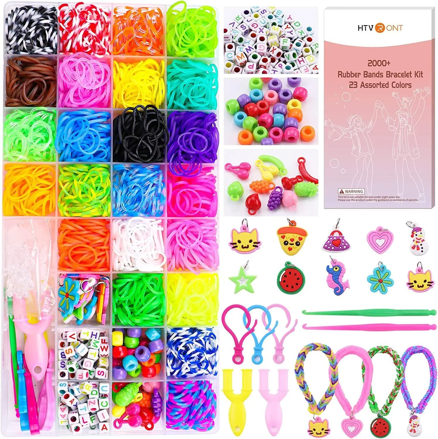 HTVRONT 2184 Pcs Assorted Colour Rubber Kit Box Loom Bands DIY Bracelet Making Set
HTVRONT 2184 Pcs Assorted Colour Rubber Kit Box Loom Bands DIY Bracelet Making Set