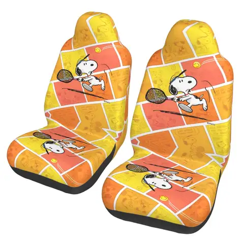 Snoopys Play Tennis Universal Car Seat Cover Protector Interior Accessories Women Car Seat Covers Fiber Car Accessories