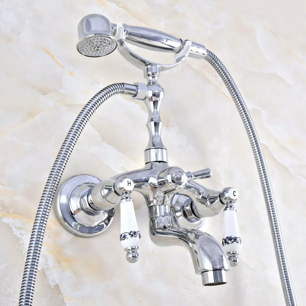 Silver Chrome Brass Wall Mounted Bathroom Bath Tub Faucet Set WITH/ 150CM Handheld Shower Spray Head Mixer Tap Dtf849
Silver Chrome Brass Wall Mounted Bathroom Bath Tub Faucet Set WITH/ 150CM Handheld Shower Spray Head Mixer Tap Dtf849