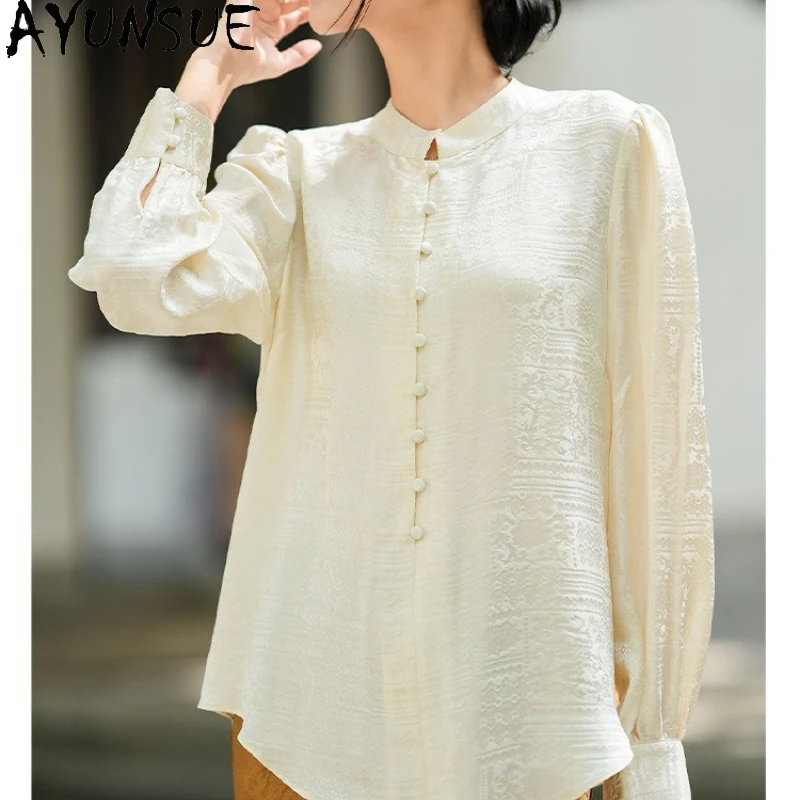 AYUNSUE 100% Real Mulberry Silk Blouse for Women Spring Summer Clothes 2026 Vintage Shirt Long Sleeved Ladies Top Blusa Feminina
AYUNSUE 100% Real Mulberry Silk Blouse for Women Spring Summer Clothes 2026 Vintage Shirt Long Sleeved Ladies Top Blusa Feminina