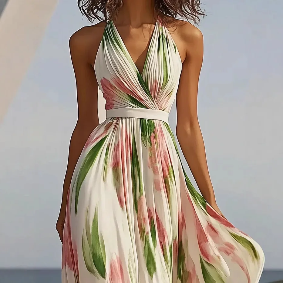 Dress Women Spring Summer Sleeveless V Neck Digital Print Belt Maxi Long Dress Dresses
Dress Women Spring Summer Sleeveless V Neck Digital Print Belt Maxi Long Dress Dresses