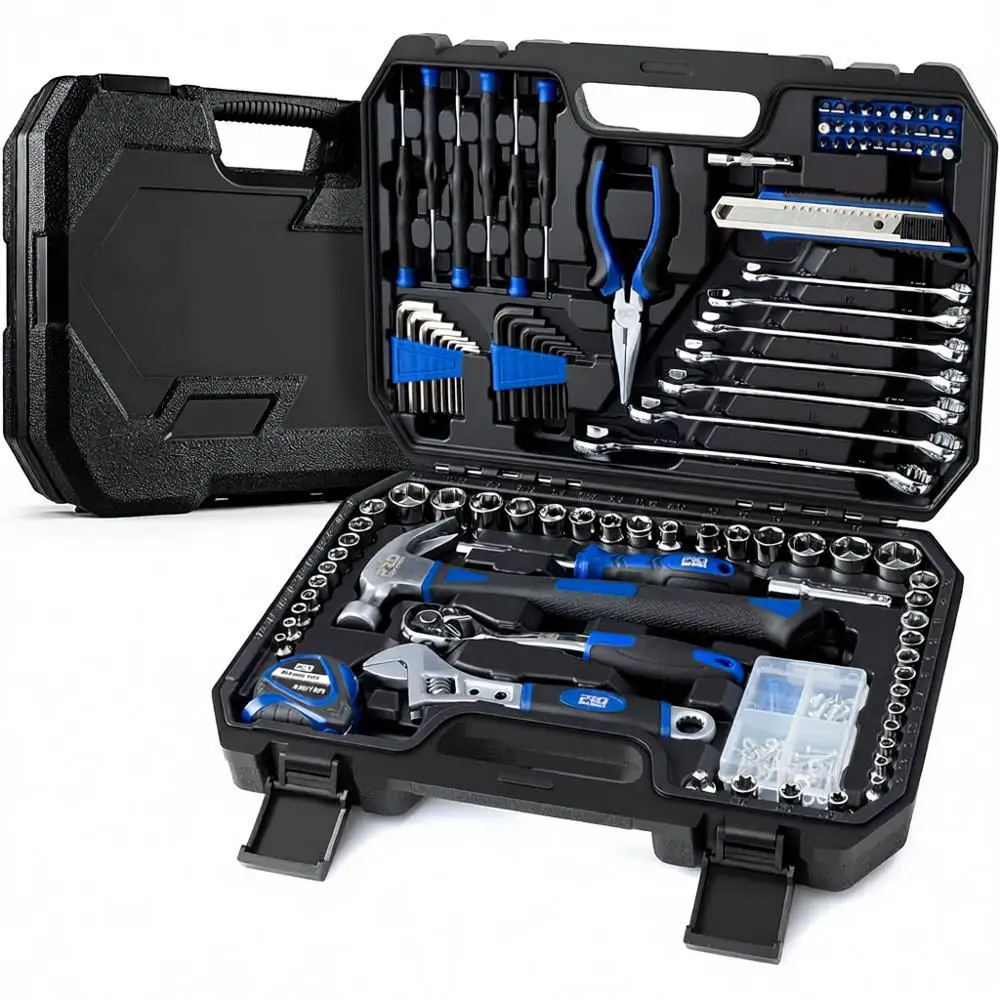 Набор инструментов из 200 предметов для ремонта дома и автомобиля с кейсом для хранения
Набор инструментов из 200 предметов для ремонта дома и автомобиля с кейсом для хранения