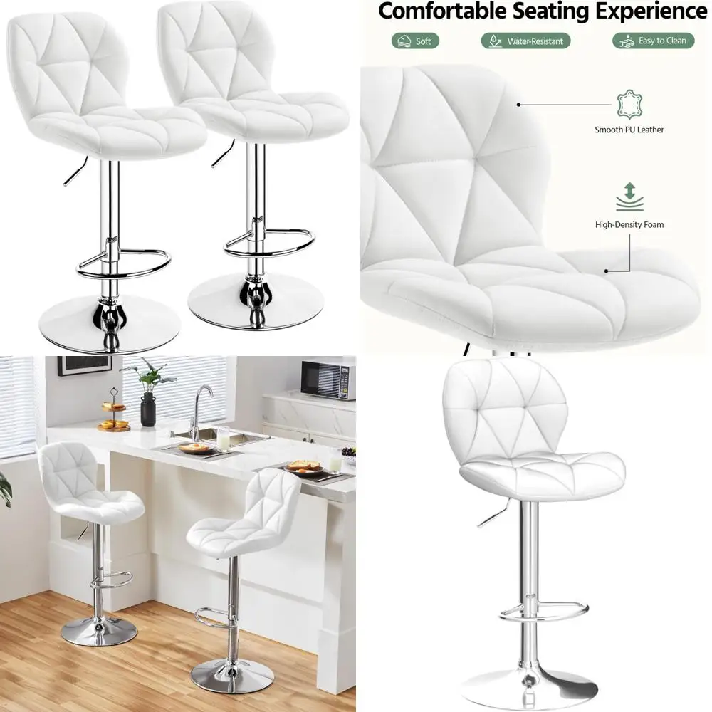 Adjustable Height Swivel Bar Stools Set of 2, PU Leather Counter Chairs with Backrest, Home Kitchen Tall Seating
Adjustable Height Swivel Bar Stools Set of 2, PU Leather Counter Chairs with Backrest, Home Kitchen Tall Seating