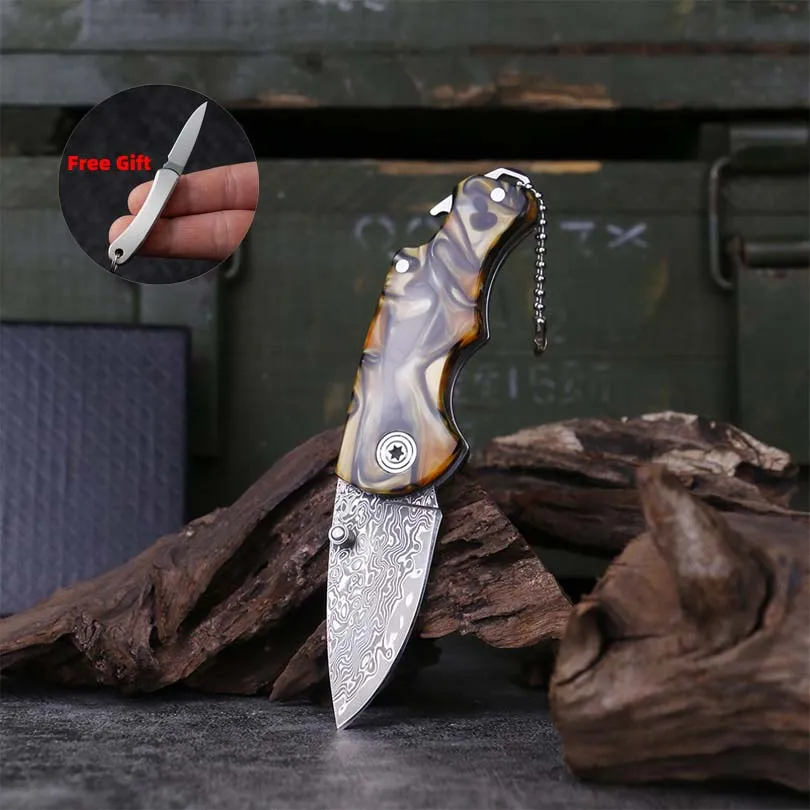 EDC Knife High hardness Portable Handmade Knives Damascus Steel folding knives Outdoor tool knives Resin handle
EDC Knife High hardness Portable Handmade Knives Damascus Steel folding knives Outdoor tool knives Resin handle