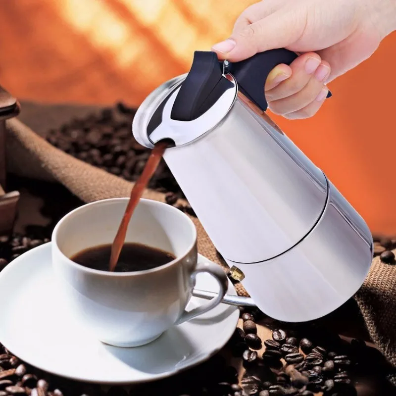 Special Stainless Steel Moka Pot Large Capacity Coffee Machine Beverage Shop Espresso Utensils 100-450ML Coffee Extraction Pot
Special Stainless Steel Moka Pot Large Capacity Coffee Machine Beverage Shop Espresso Utensils 100-450ML Coffee Extraction Pot